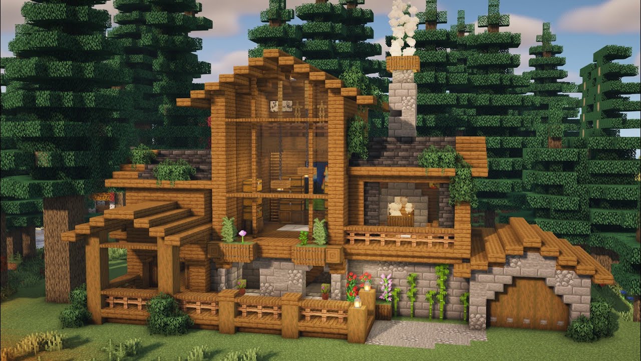 Minecraft How To Build A Spruce Cabin Tutorial YouTube