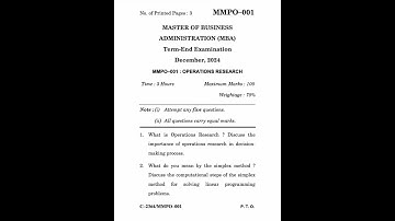 MMPO-001 Dec 2024 | IGNOU Previous Year Question Paper