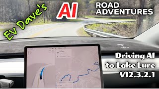 Driving AI to Lake Lure on Very Curvy Roads - Tesla Full Self-Driving V12