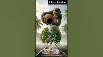 Monkey plant a mango tree near a railway track#ytshorts #monkey