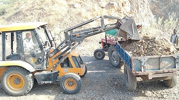 JCB 2dx loading stone in massy old tractor 🚜 | jcb video for kids entertainment| jcb 3dx load stone
