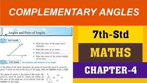7th std maths-Angles and pairs of angles- Complementary angles-Chapter-4 #हिंदी
