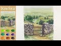 Landscape Watercolor- Stone Fence (wet-in-wet, Arches rough)NAMIL ART