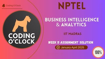 NPTEL Business Intelligence & Analytics Week 11 Quiz Assignment January - April 2025 IIT Madras