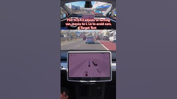FSD 12.5.4.2 adjusts to turning van,moves to L Ln to avoid cars. Target Test #teslafsd #fsdbeta #fsd