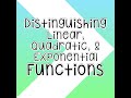Understanding Linear, Exponential, and Quadratic Functions