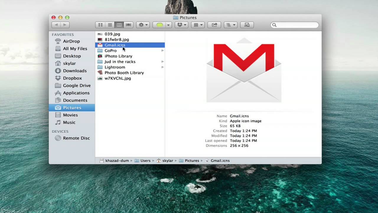 place gmail icon on desktop