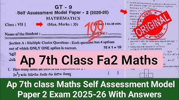 💯real Ap 7th maths self assessment 2 question paper 2025 with answers|ap 7th maths fa-2 answer key