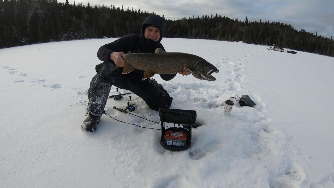 Big Northern Ontario Lake Trout Through The Ice YouTube