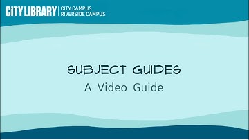 Library guides for your subject