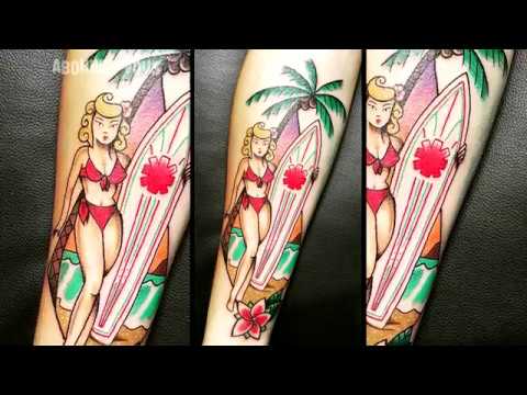 Surfer girl tattoo