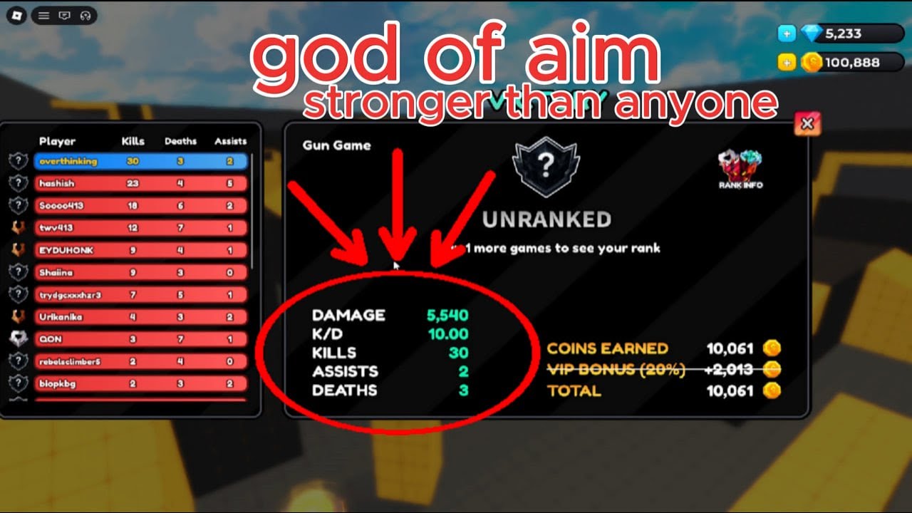 The strongest Roblox player God of Aim