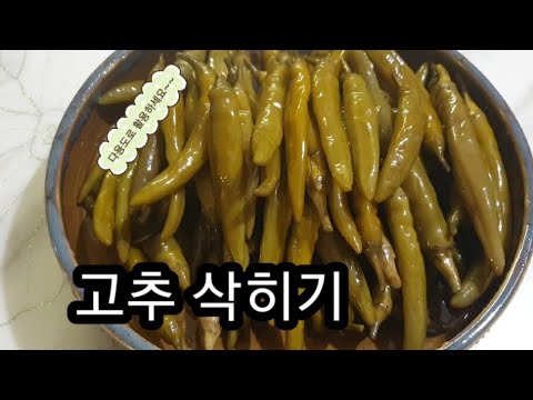 만능요리 레시피~~풋고추,청양고추 삭히는법!!The recipe for all-purpose food~ How to cut green and blue pepper!!