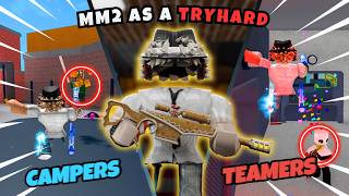 Playing MM2 as a TRYHARD...*CRAZY TRICKSHOTS* (Murder Mystery 2)