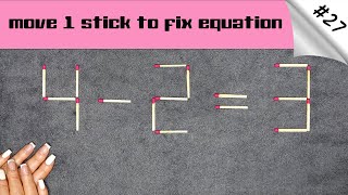 Matchstick puzzle #27 | Match puzzle 4-2=3 with hint and solution.