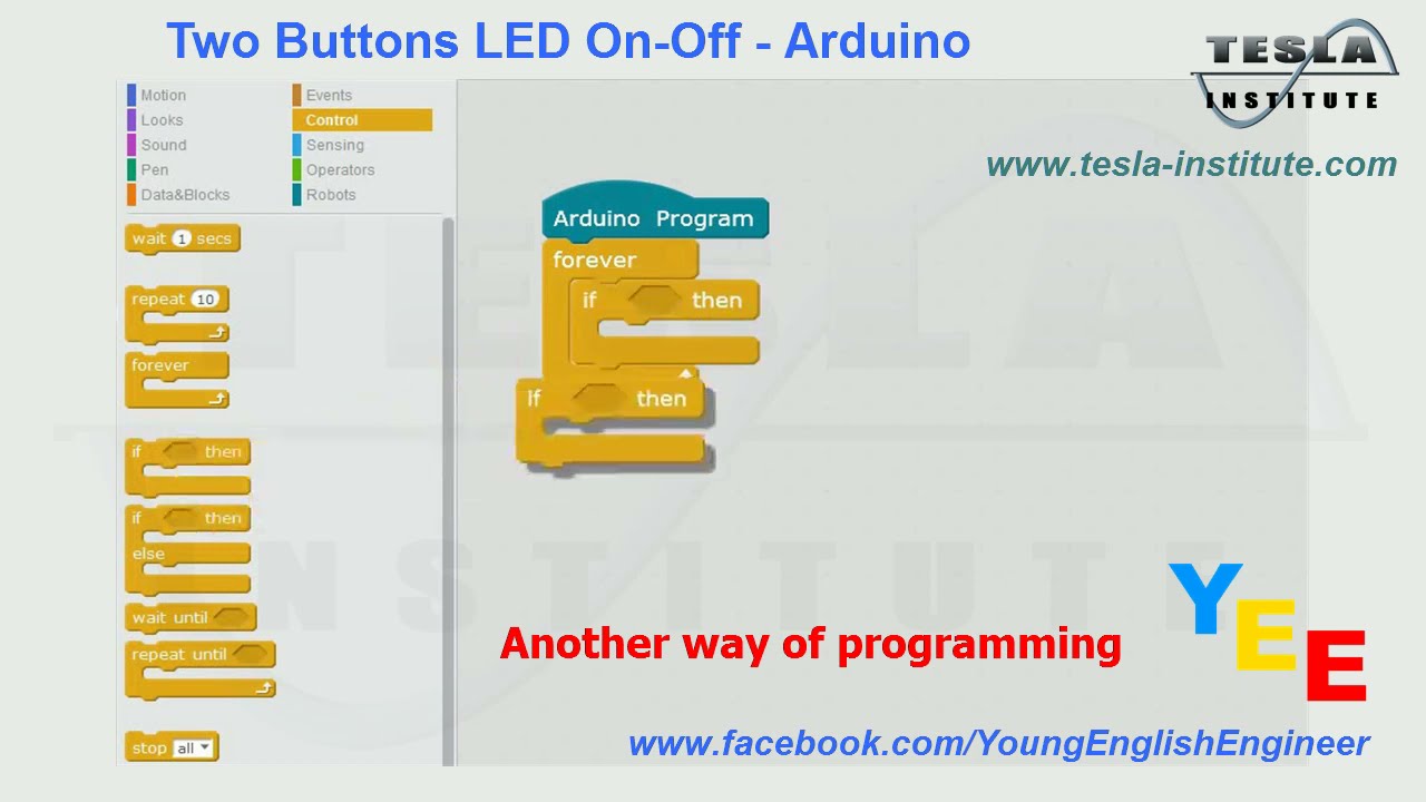 Two Buttons LED On Off Arduino mBlock - YouTube