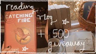 Reading Catching Fire + MockingJay vlog (500 Subscribers GIVEAWAY)