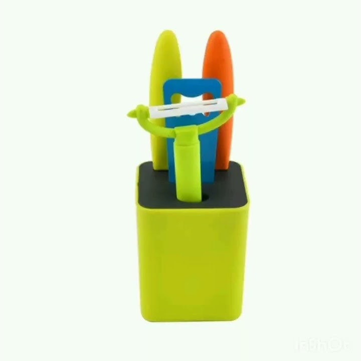 4pcs Kitchen knife set with block stainless steel and pp soft handle parijg knives opener peeler
