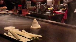 Hibachi Flaming Onion Volcano On Fire Trick - Kobe Steak House