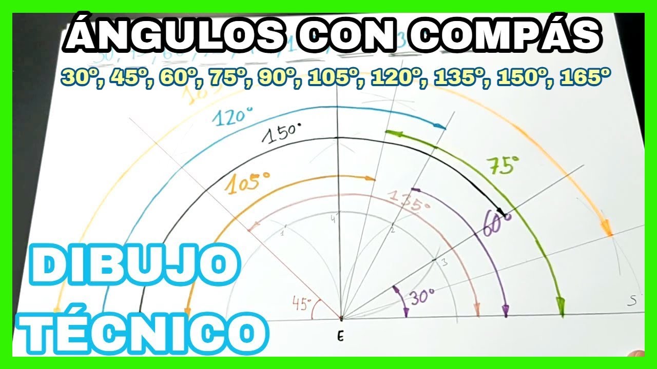 ÁNGULOS - con escuadra y cartabón 🚀🐸 30°, 45°, 60°, 75°, 90°, 105°, 120°,  135°, 150°, 165°, 