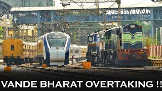 VANDE BHARAT OVERTAKES an ALCo - EMD COMBO | Indian Railways