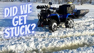 #113 Ice Fishing ATV Setup Testing - ATV vs. Snowmobile - Chains vs Tracks  - Polaris Sportsman 570 