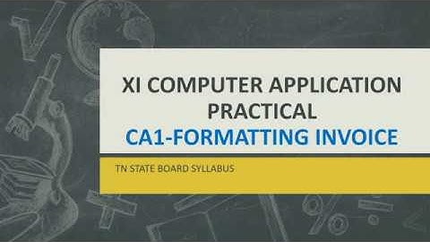 XI COMPUTER APPLICATION PRACTICAL CA1 || INVOICE FORMATTING || TNSCERT