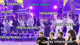 misamo interaction with seventeen, stray kids, le sserafim, newjeans & niziu (collab stage)