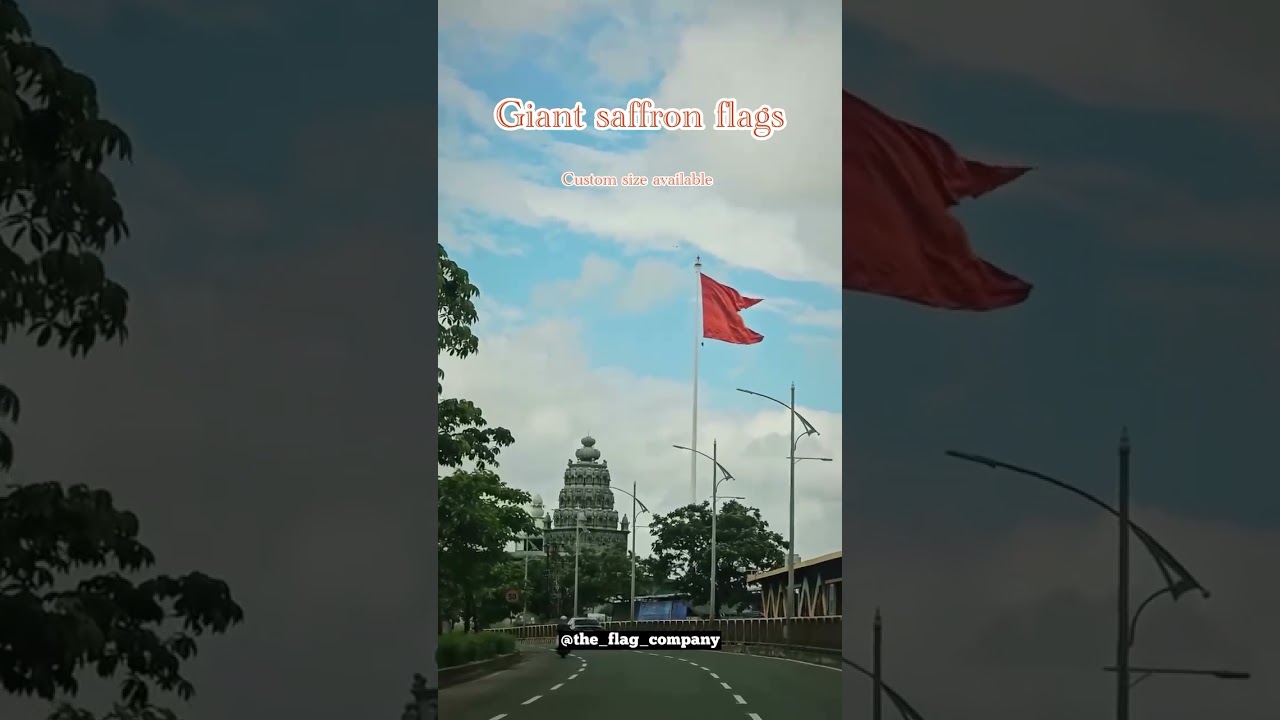 “Giant Saffron Flag: A Grand Symbol of Pride and Devotion”