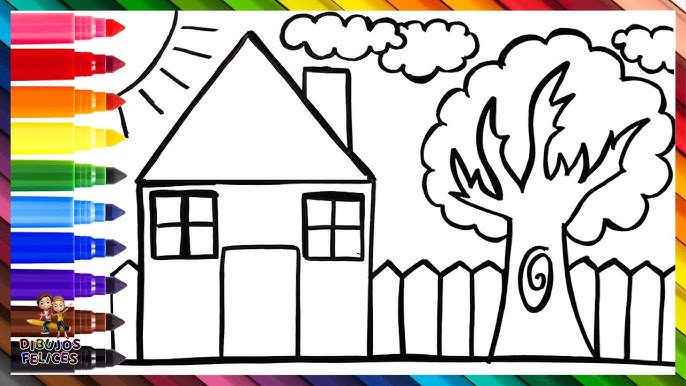 Dibuja y Colorea Una Casa Con Jardín 🏡🌈 Dibujos Para Niños - thptnganamst.edu.vn