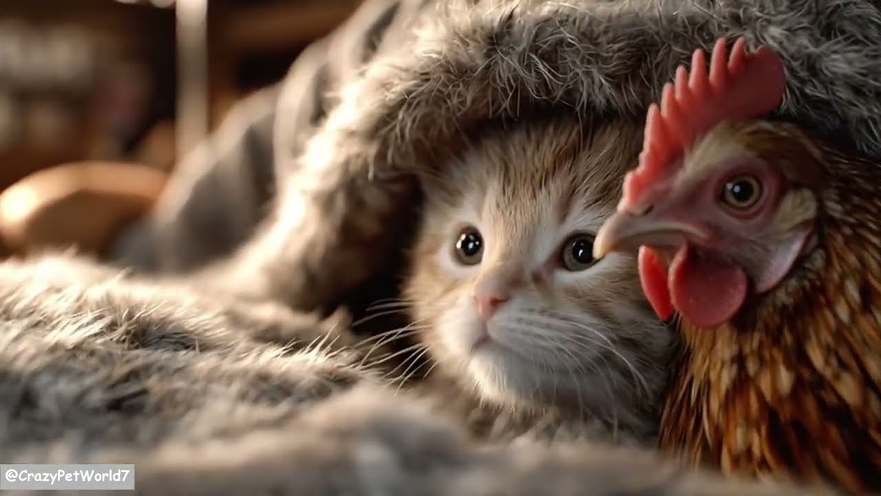 🐔🐱 Found My Hen & Kitten Hiding Together 🥰