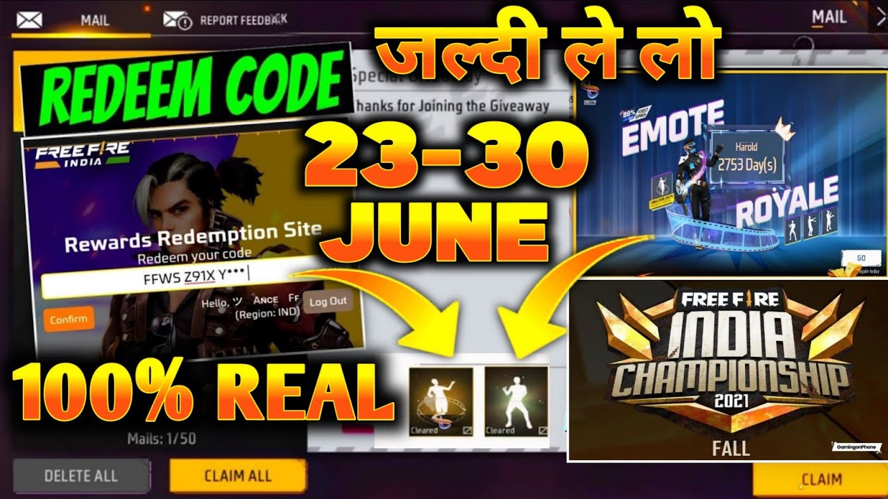 free fire redeem code 2025 23 june