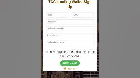 TCC Landing Website wallet sing up