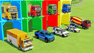 TRANSPORTING AMBULANCE, FORD POLICE, SERVICE TRUCK, FIRE DEPARTEMENT, MERCEDES MINI BUS - FS22 screenshot 1