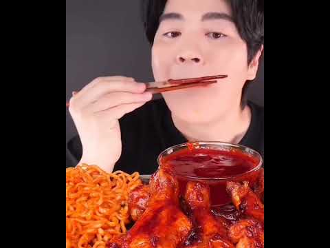 ASMR MUKBANG | Spicy BBQ Chicken & Fire Noodles Egg Tart Eating 고추바사삭 치킨 불닭볶음면 소스 퐁당! 먹방