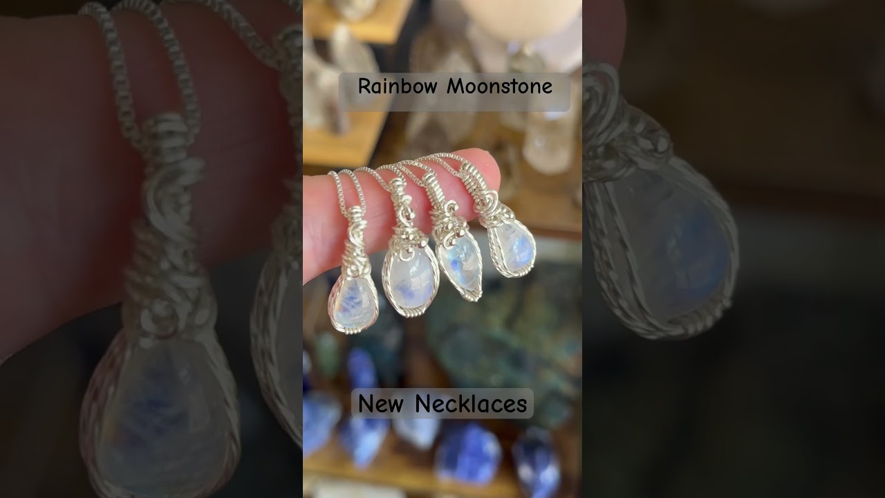 New Dainty Rainbow Moonstone Necklaces at the shop. 