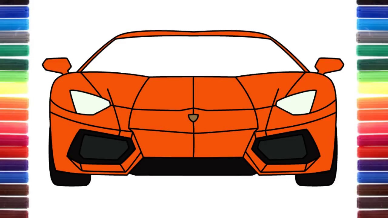 How To Draw A Car Lamborghini Aventador Front View Step By Step