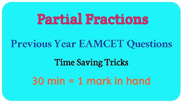 Partial Fractions Previous Year EAMCET Questions || Root Maths Academy