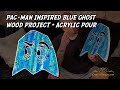 Pac-Man Inspired Blue Ghost Wood Project + Acrylic Pour | Cant Stop Art