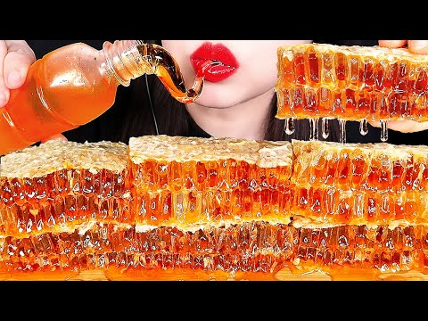 咀嚼音 ハチの巣ハニカムとハニーゼリー RAW HONEYCOMB, HONEY JELLY MUKBANG | ZOEY ASMR