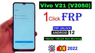 Vivo V21 Frp Bypass Android 12 | Vivo V21 (V2050) Google Account Remove Without Pc | August 2022