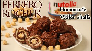 Homemade Ferrero Rocher Chocolate with homemade wafer shells|Hazelnut Truffles|Homemade chocolate