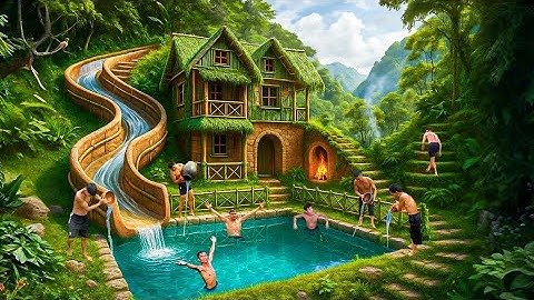 90-Day Challenge: Building a Unique Bamboo House and Underground Pool Using Primitive Tools