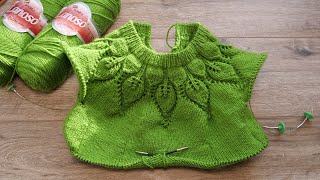 Детское платье с «Листьями» на кокетке (часть 2) 🦚 Baby Dress with Round Yoke ☘