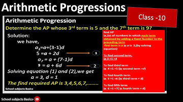 Determine the AP whose 3rd term is 5 and the 7th term is 9?/School subjects basics