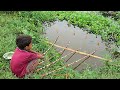 Amazing Unique Hook Fishing Technique Form Pond  Village Boy Hunting Big Fish By Hook in Pond #fish