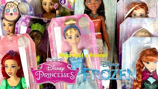 Mattel Disney Princess + Frozen Dolls Mega Review! Tiana, Moana, Belle, Anna, and Elsa Dolls!