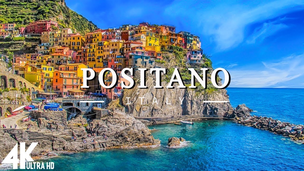 FLYING OVER POSITANO (4K UHD)- Relaxing Music Along With Beautiful ...