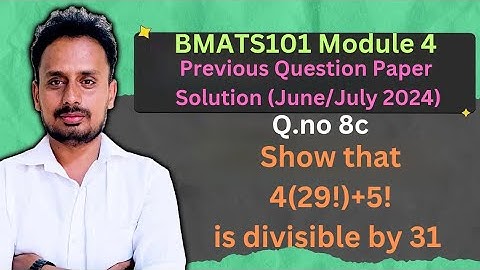 [BMATS101 Module 4] Question Paper June/July 2024(Q.8c) |Modular Arithmetic | Wilson
