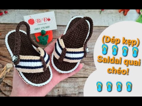 Bài 204: Hướng dẫn móc "Dép Kẹp" cho bé size 13cm – Giày len cho bé – Bí Bí Đỏ Handmade Shop